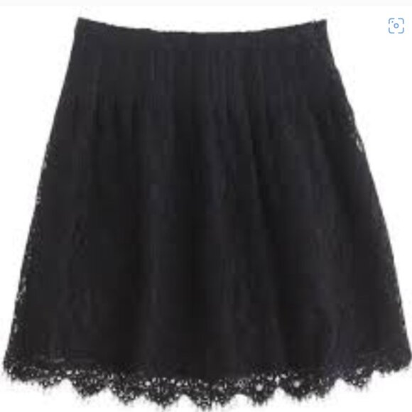 J. Crew Dresses & Skirts - J. Crew Navy Lace Scalloped Hem Fully Lined Side Zip Feminine Mini Skirt Size 6